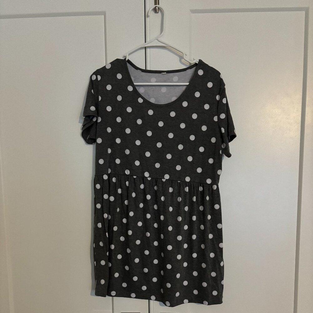 Dark Gray Empire Waist Blouse